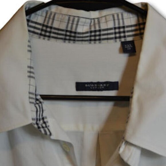 Burberry London Men's Long Sleeve White Shirt With Nova Check Inner Neck XXL - Picture 3 of 3